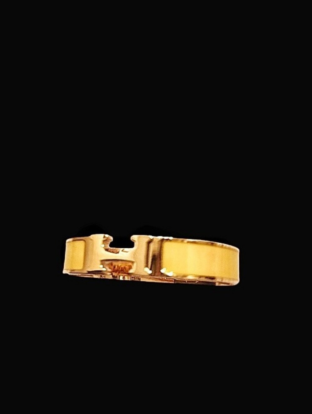 Yellow Gold Tone Hinge Bracelet - With H Logo